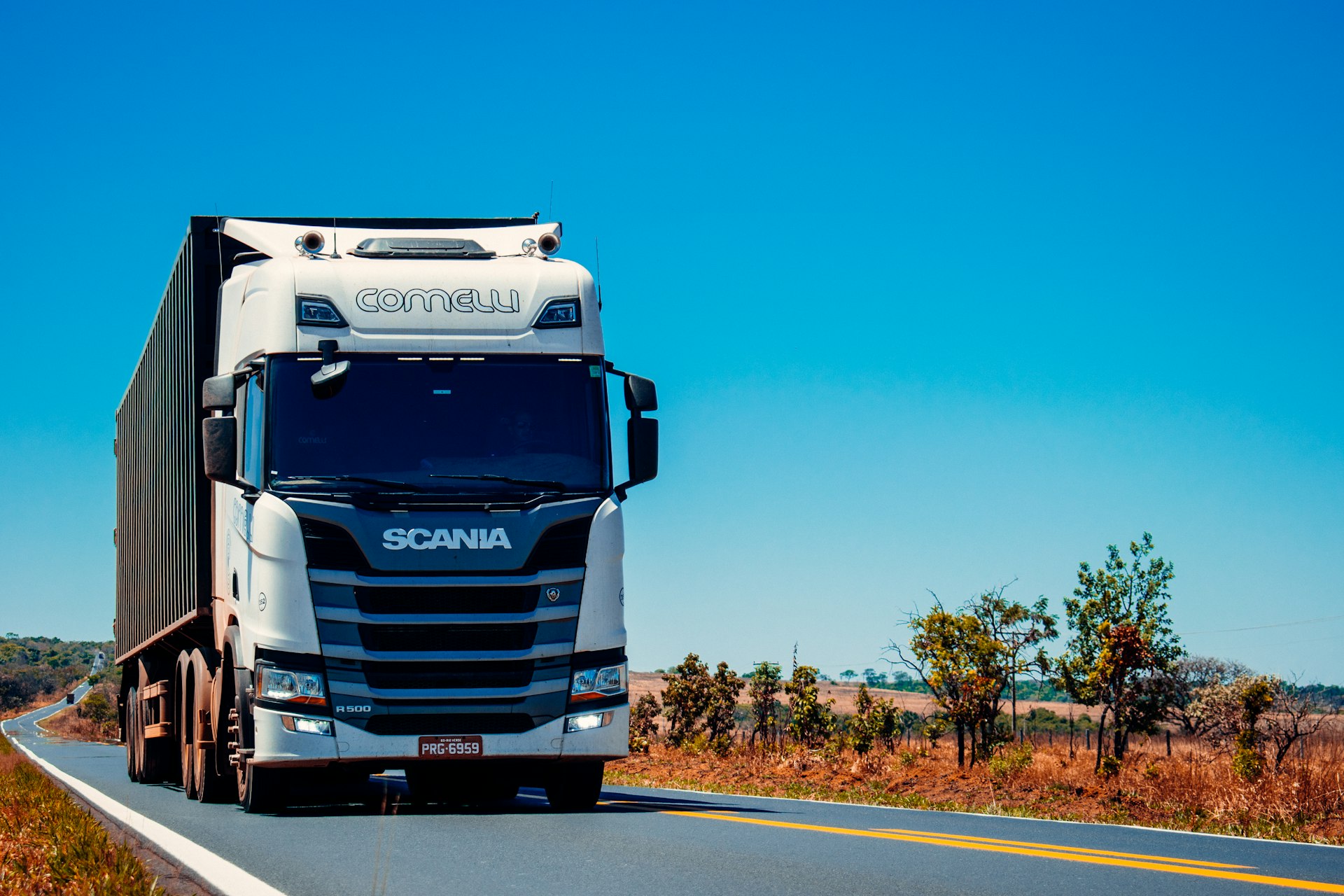 Commercial trucks on the road