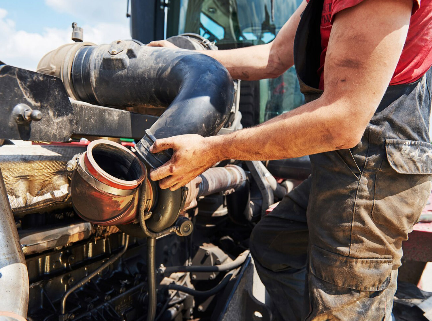 Diesel engine being serviced by a Hi-End technician